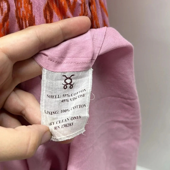 Figue Tahlia Midi Dress Cotton Ruffle Tie Waist Lace Up Back Pink Red Size XL - Picture 11 of 12